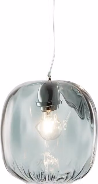 OBAN Sospensione in Vetro Soffiato Petrolio E27 IP20 - Lampada di Design con Diffusore Artigianale - Struttura Elegante per Interni