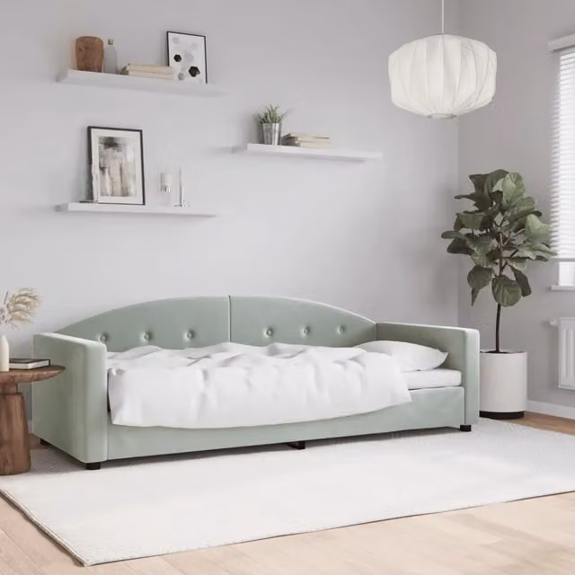 Letto moderno vidaXL con struttura imbottita in verde o grigio per soggiorno e camera da letto