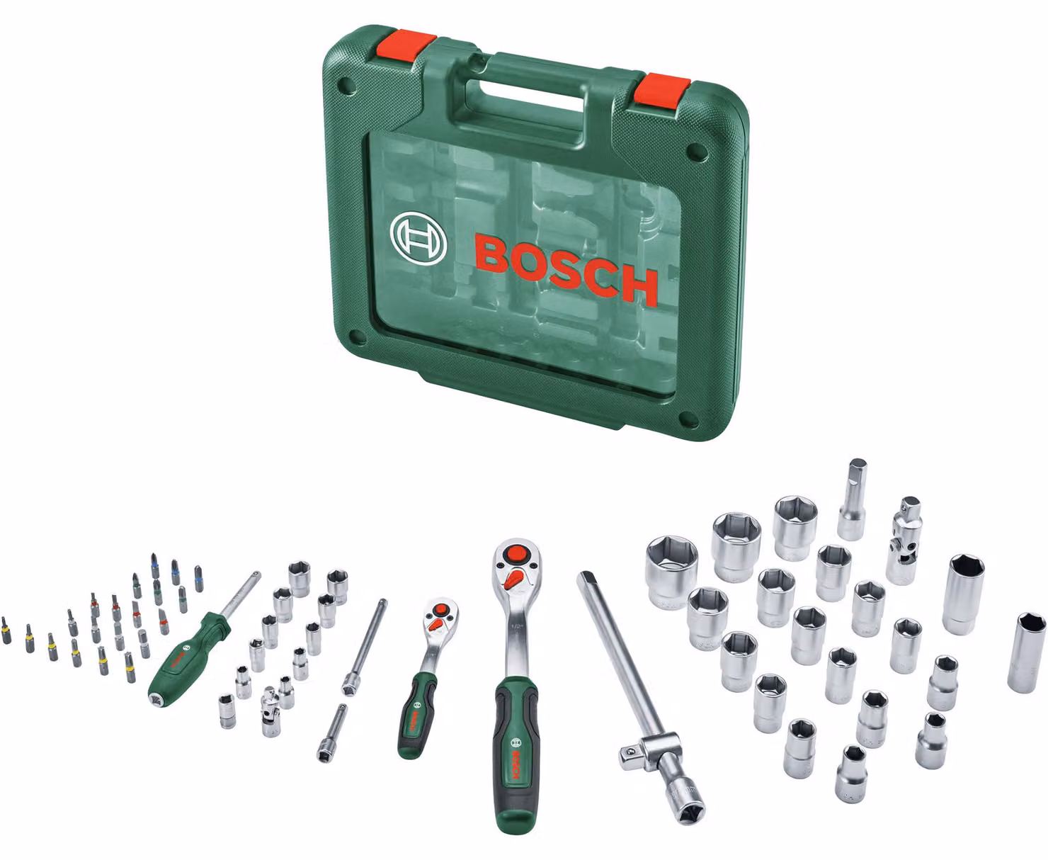 Set di chiavi a cricchetto Bosch da 1/4" e 1/2", 60 pezzi