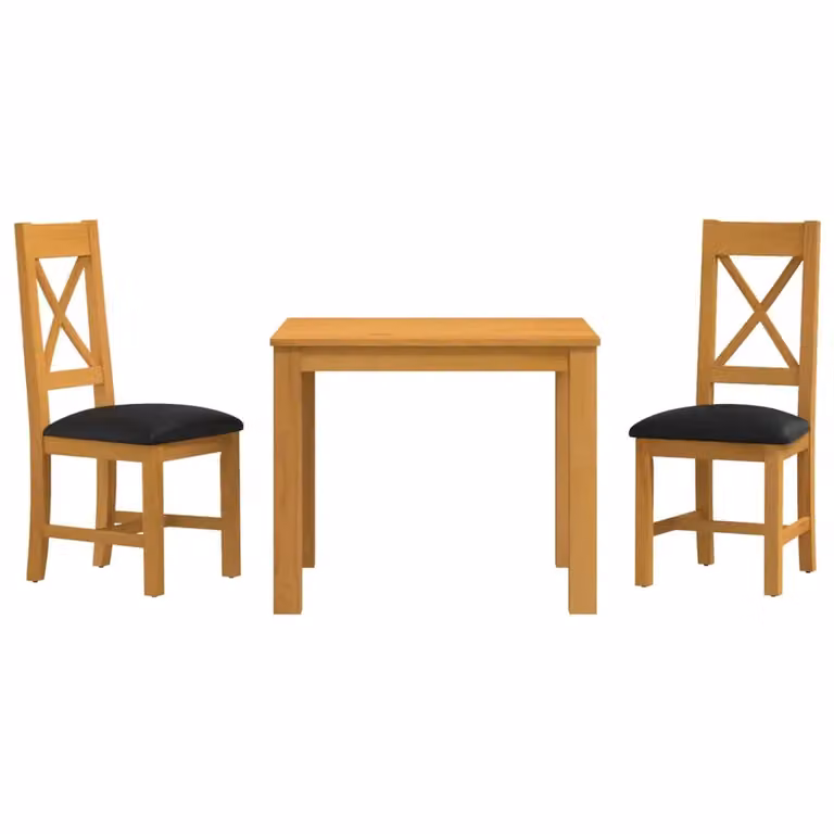 Set da pranzo moderno vidaXL in legno di quercia composto da tavolo rettangolare e 3 sedie, colore nero e marrone