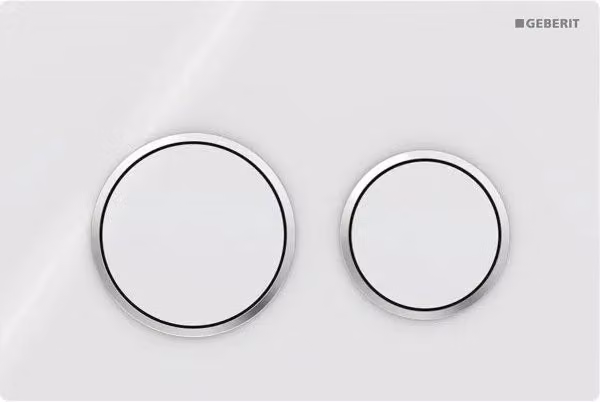 Placca di Comando Geberit Omega 20 a 2 Tasti Bianca con Bordi Cromo per Scarico Dual Flush
