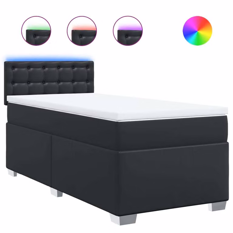 Giroletto a Molle con Materasso Nero 90x200 cm in Pelle finta