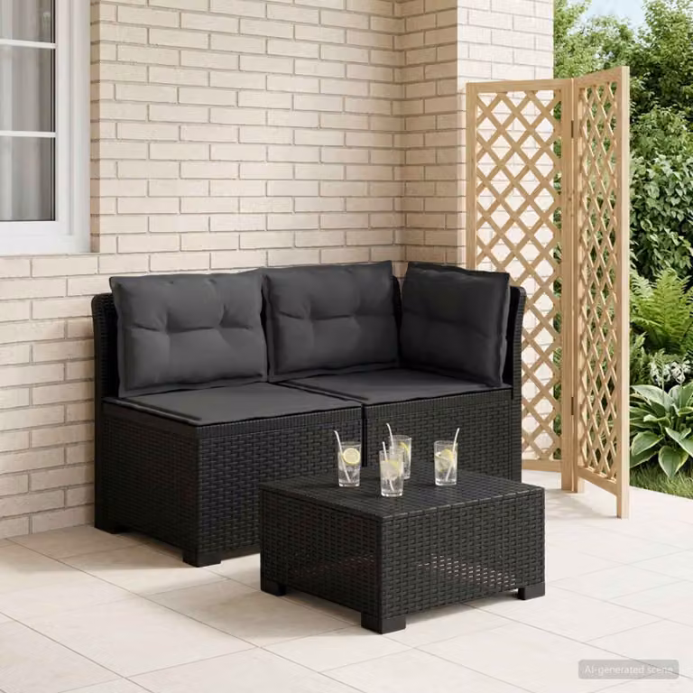 Divano da giardino a 2 posti vidaXL con cuscini in stile rattan moderno colore antracite
