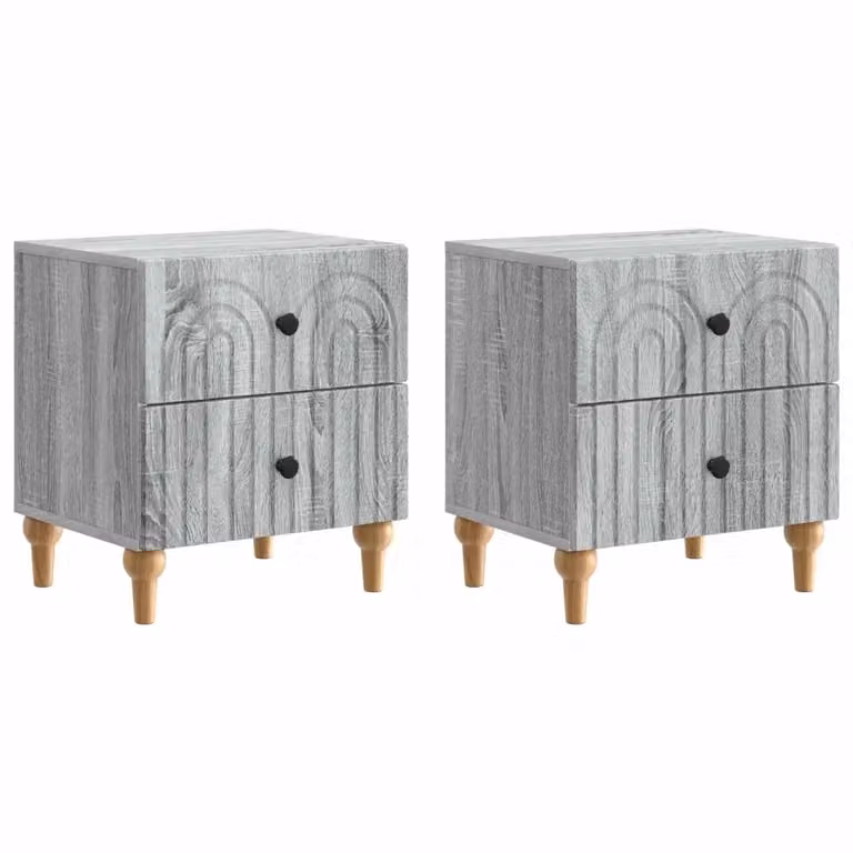 Set di 2 Armadi da Notte vidaXL Moderni in MDF e Metallo, Grigio e Nero, L/P/H: 43 x 34,5 x 48 cm