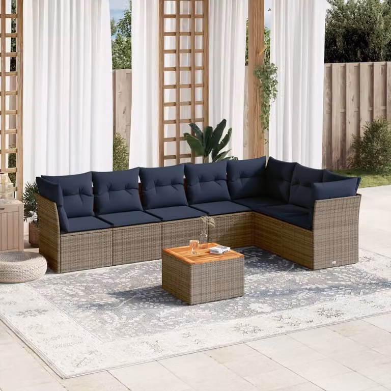 Maison Exclusive - Set Divani da Giardino 8 pz con Cuscini Grigio in Polyrattan