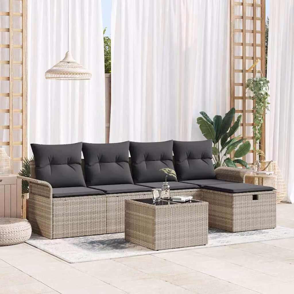 Maison Exclusive - Set da giardino con divano e 6 sedie, in rattan sintetico