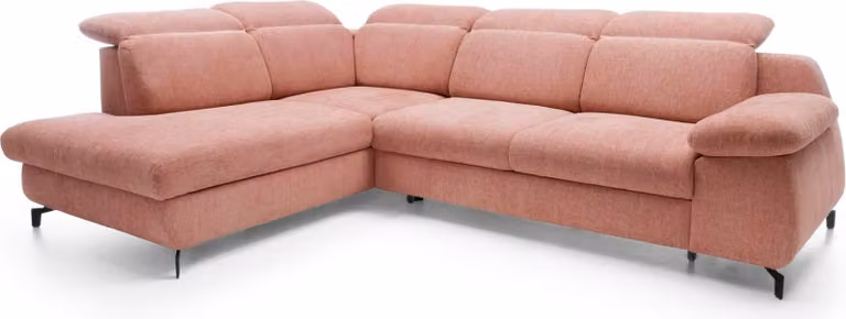 FURNLUX Divano angolare Cobra Rosa e Nero 288cm / Colore principale: Rosa / Dimensioni: 288 x 106 x 223 cm