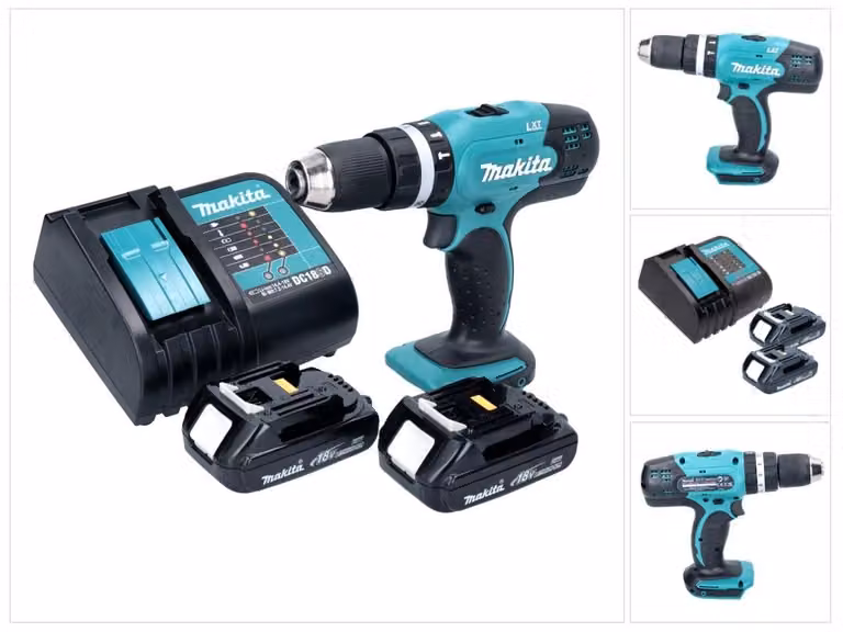 Makita DHP 453 SY trapano a percussione a batteria 18 V 42 Nm + 2x batteria ricaricabile 1,3 Ah + caricabatterie