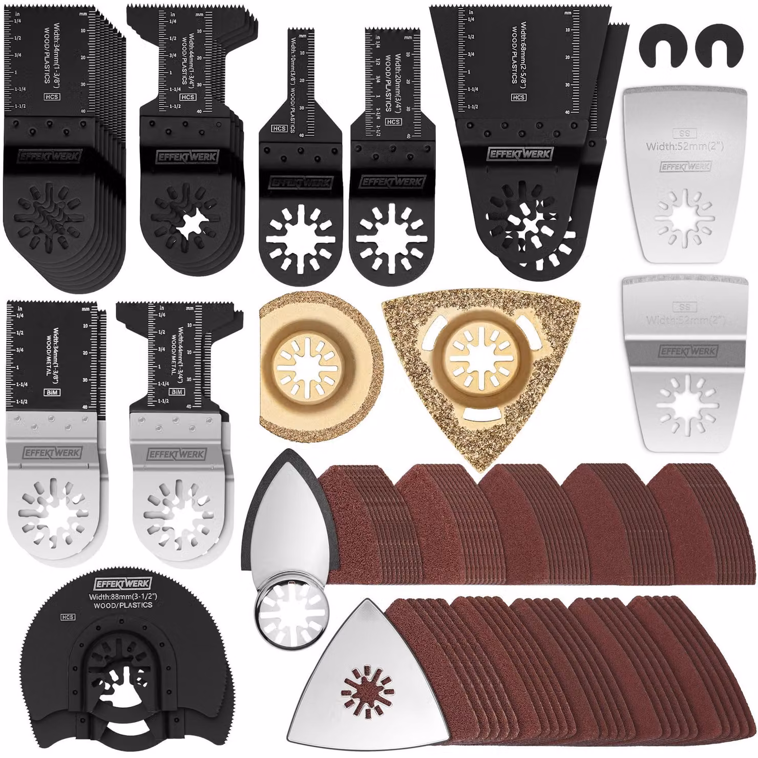 Set di lame per seghetto e dischi abrasivi per utensili multifunzione - Accessori da 105 pezzi per legno, plastica e metallo
