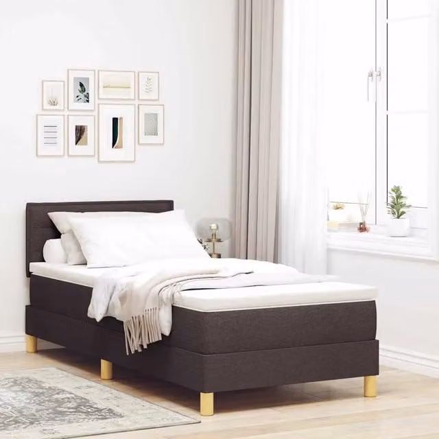 Letto a Sorgente LED Marrone Scuro 100 x 200 cm Tessuto 3342341