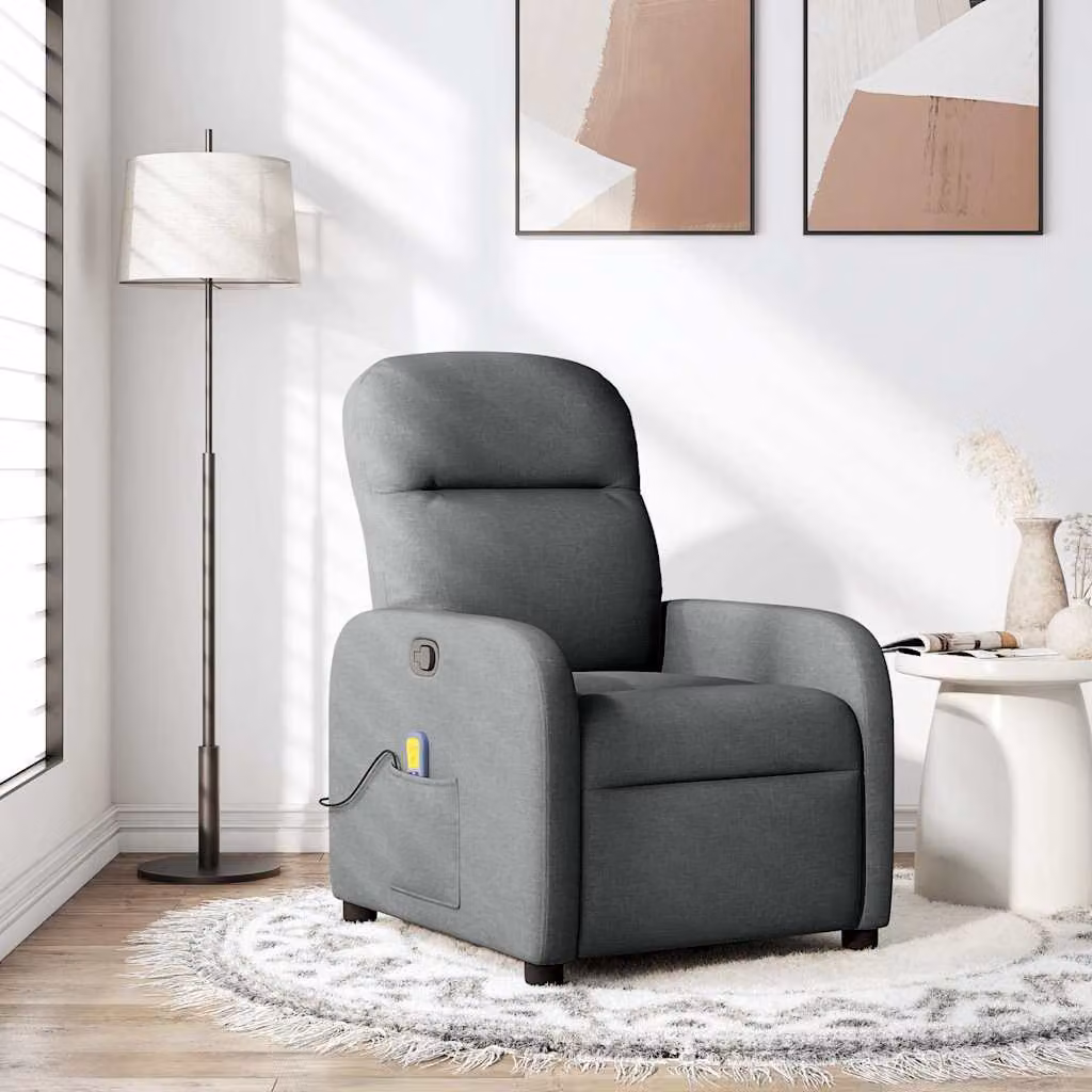 vidaXL Poltrona reclinabile relax in tessuto grigio con braccioli
