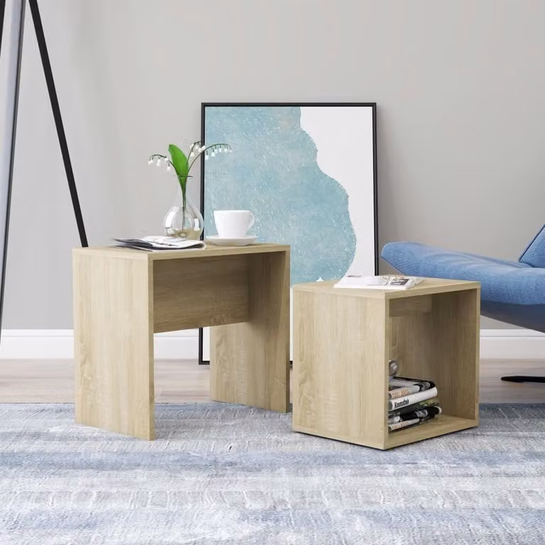 The Living Store set di tavolini in rovere Sonoma 48 x 30 x 45 cm materiale in legno