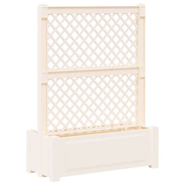 Grande vaso con trellis vidaXL in plastica, Bianco, L: 99,5 cm, P: 43 cm, H: 133,5 cm