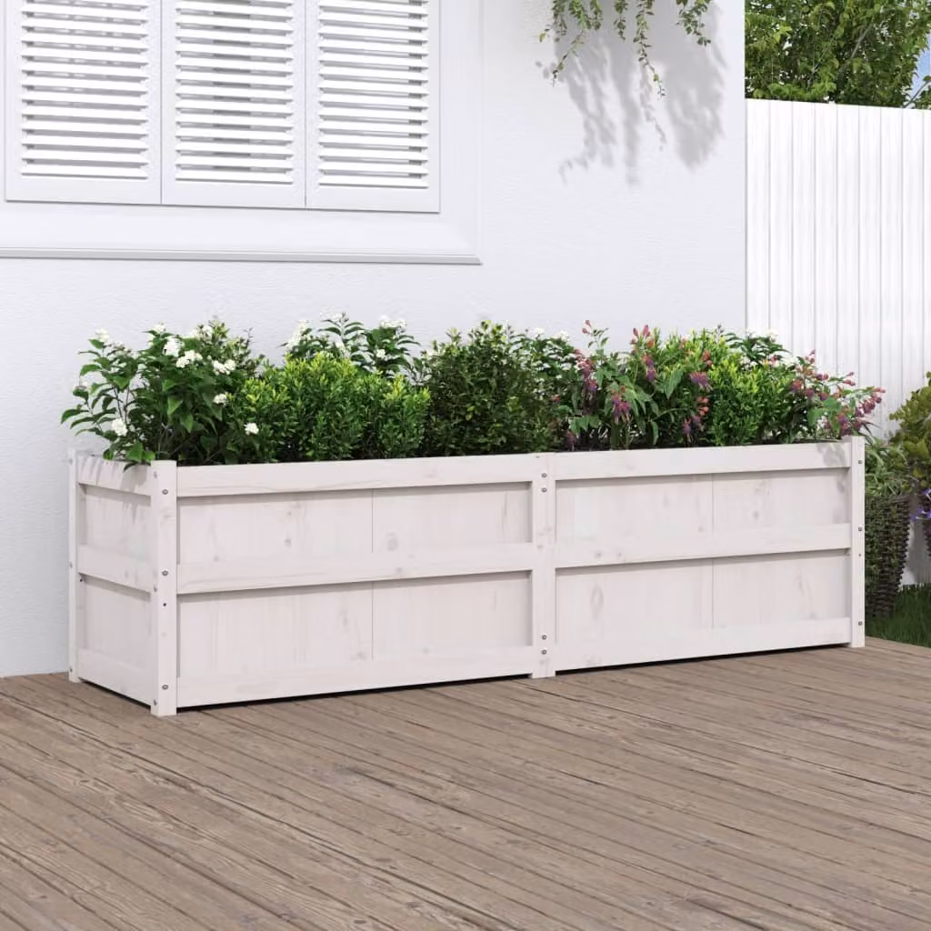 Fioriera da giardino vidaXL in legno di pino bianco L 180 x P 50 x H 50 cm – 1