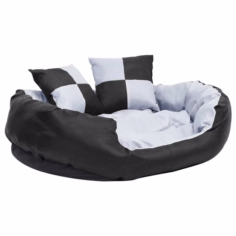 The Living Store Cuscino per cani reversibile e lavabile grigio e nero 85x70x20 cm