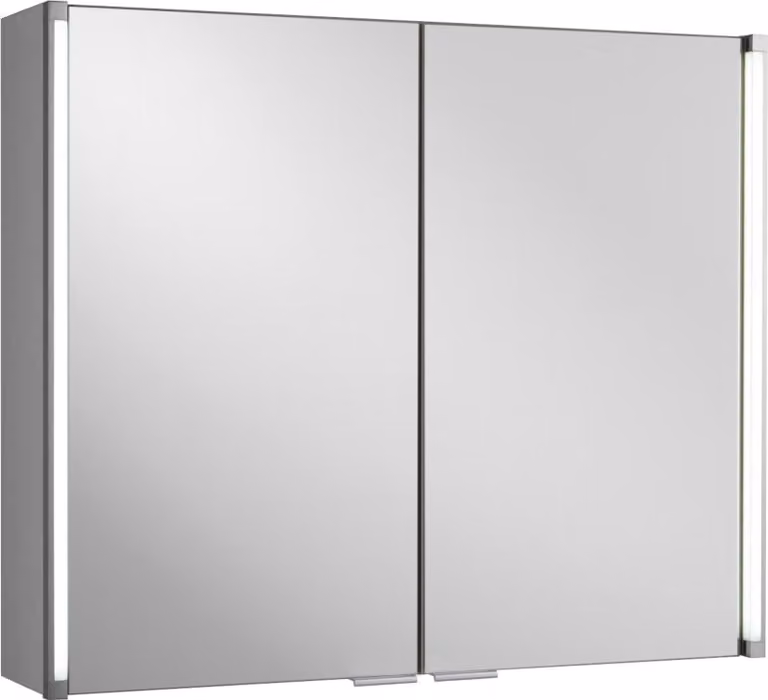 Armadietto a specchio FACKELMANN LED / ideale per riporre gli utensili da bagno / Dimensioni (L x A x P): circa 81 x 67 x 16,5 cm / Armadietto con specchio e LED per il bagno / 2 ante / Corpo: bianco