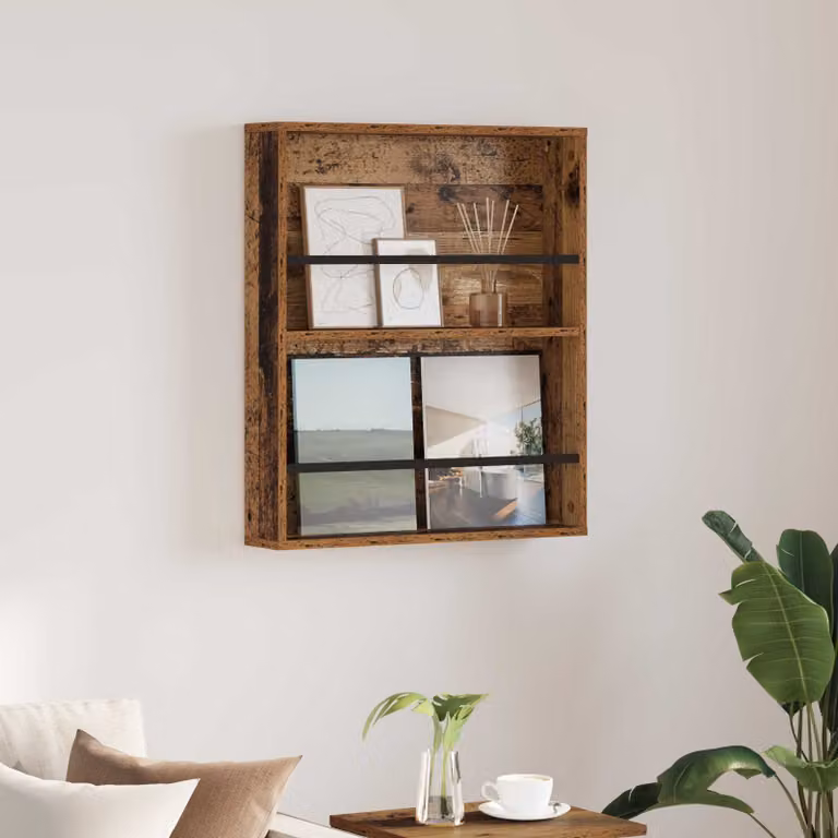 Scaffale per riviste moderno vidaXL in legno marrone con ripiani regolabili L: 60 cm, P: 12 cm, H: 70 cm