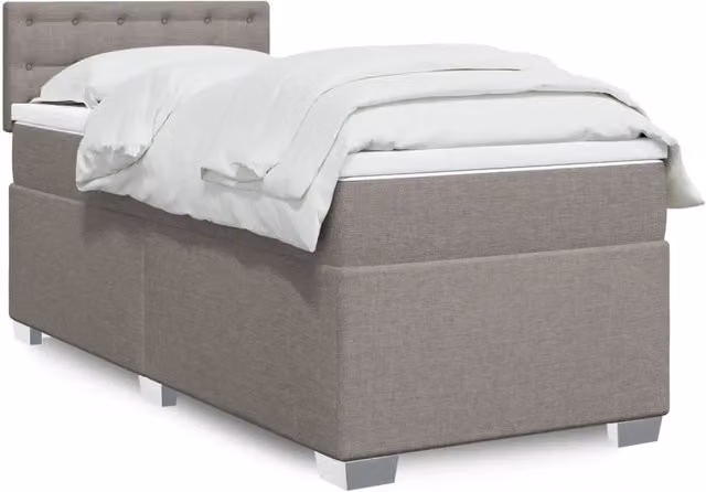 Letto Ibrido con Giroletto a Molle e Materasso vidaXL, Colore Tortora/Grigio/Beige, L/P/H: 90 x 200 cm