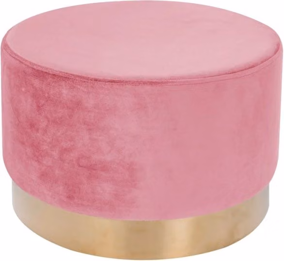 Pouf Rotondo Nano in Velluto Rosa Antico e Oro KENDRA HOME