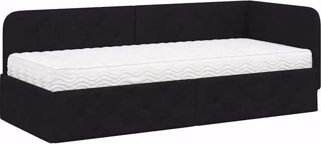 Letto singolo | Letto per adulti | Cornice del letto ad angolo Nero 80 x 200 cm Tessuto