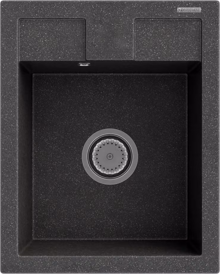 Granitan - Lavello in granito - Lavandino 50x40 cm - Lavello cucina nero - vasca profonda - BEST