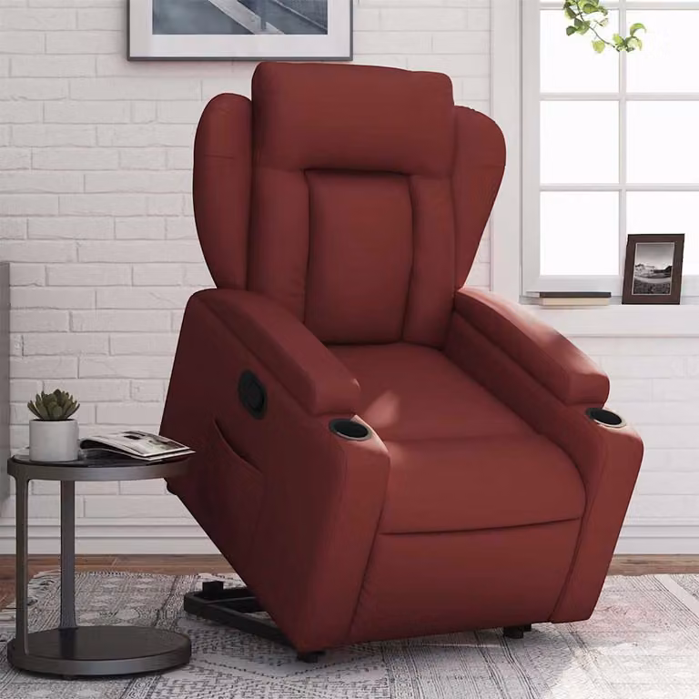 vidaXL Poltrona Alzapersona Reclinabile con Assistenza Elettrica in Similpelle Rossa