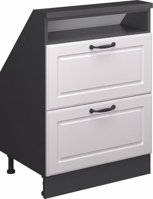 Mobile cucina sottotetto Vicco R-Line Bianco rustico 60 cm con 2 cassetti, Model 58221