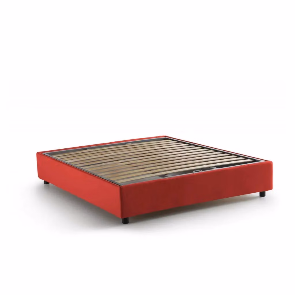 Letto Matrimoniale Alaska Talamo Italia Rosso con Contenitore a Alzata e Rivestimento Sfoderabile L: 160 cm, P: 200 cm – 2