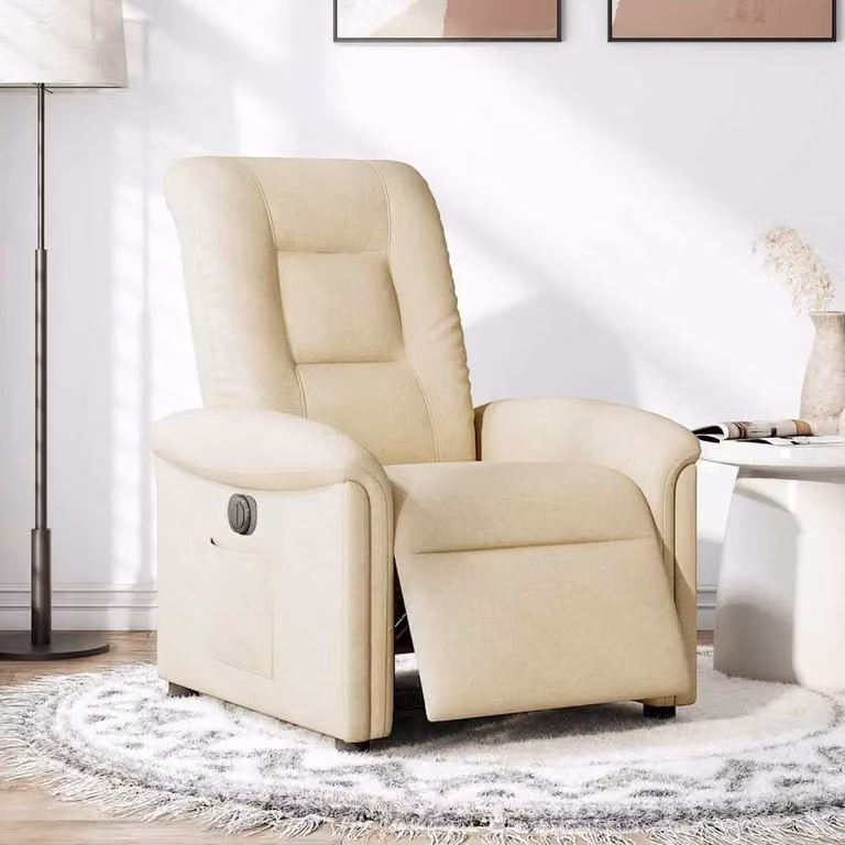 SYFAX™ Poltrona Elettrica Reclinabile Crema in Tessuto