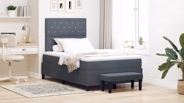 Letto moderno con testiera in velluto grigio vidaXL L/P/H: 120 x 200 x 128 cm