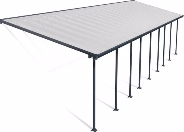Pergola addossata in alluminio e policarbonato Palram Feria colore grigio L: 12,7 m, P: 3 m – 1