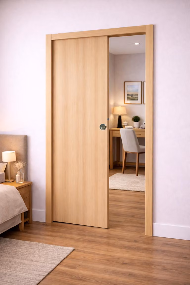 Porta scorrevole in quercia miele H204 x L93 cm, a incasso, kit finitura Gd Menuserie