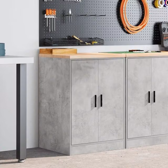 Armadietto da garage vidaXL grigio, montato a parete, L: 60 cm, P: 51 cm, H: 85 cm