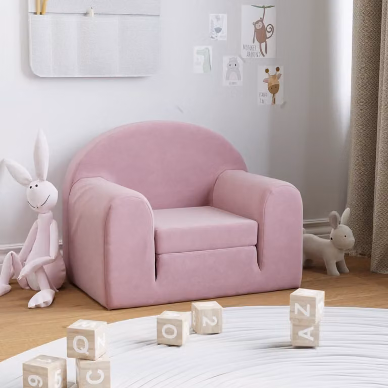 Maison Exclusive - Divano letto per bambini, rosa, in morbido peluche