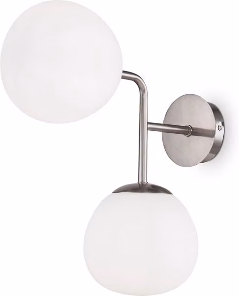 Applique Maytoni Erich Moderna in Metallo e Vetro Argento e Bianco con 2xE14 e Sfera in Vetro MOD221