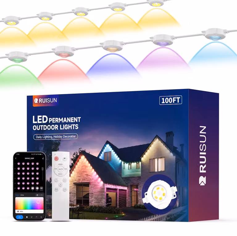 Luci per grondaie, lunghezza 30 metri, 60 LED, 15000 lumen, alluminio, impermeabili