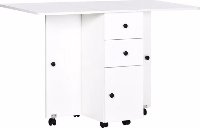 Tavolo a ribalta estensibile GIORDANOSHOP bianco con armadietto e ripiano per 6 persone L: 120 cm, P: 60 cm, H: 76,5 cm