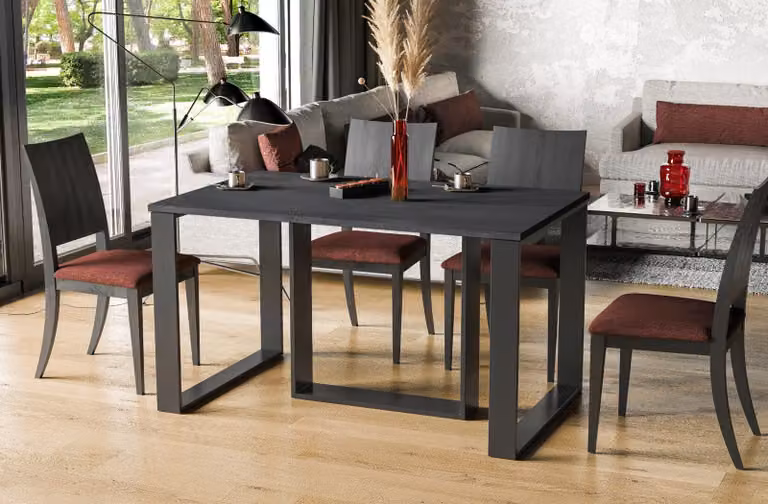 Endo-Möbel tavolo da pranzo Borys allungabile fino a 130cm - 310cm tavolo da pranzo in metallo con base a slitta (cemento scuro)