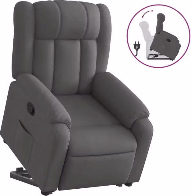Poltrona | Sedia Relax Alzapersona Reclinabile Grigio Scuro in Tessuto