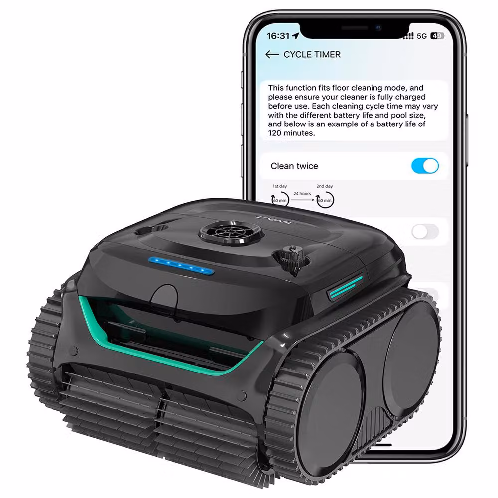 Robot per piscina senza fili WYBOT C2 - Potenza di aspirazione 3592 GPH, autonomia di 180 minuti, doppio filtro da 180 μm + 10 μm, controllo tramite app, IPX8, fino a 150 m²