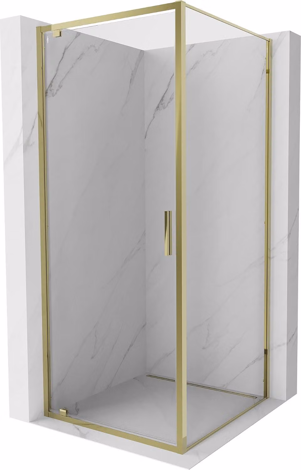 Mexen Exo cabina doccia ad anta battente 70 x 70 cm, trasparente, oro - 8181-070-070-50-00