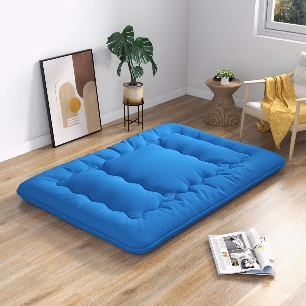 Materasso futon portatile Design Mania in microfibra blu con copertura lavabile e sacca da trasporto, L/P: 140 x 200 cm – 2