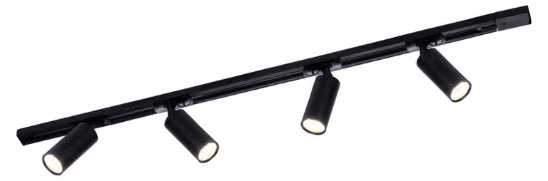 Lampade a binario Ledvion, lunghezza 1 metro, monofase, colore nero, 4 luci, luce bianco caldo