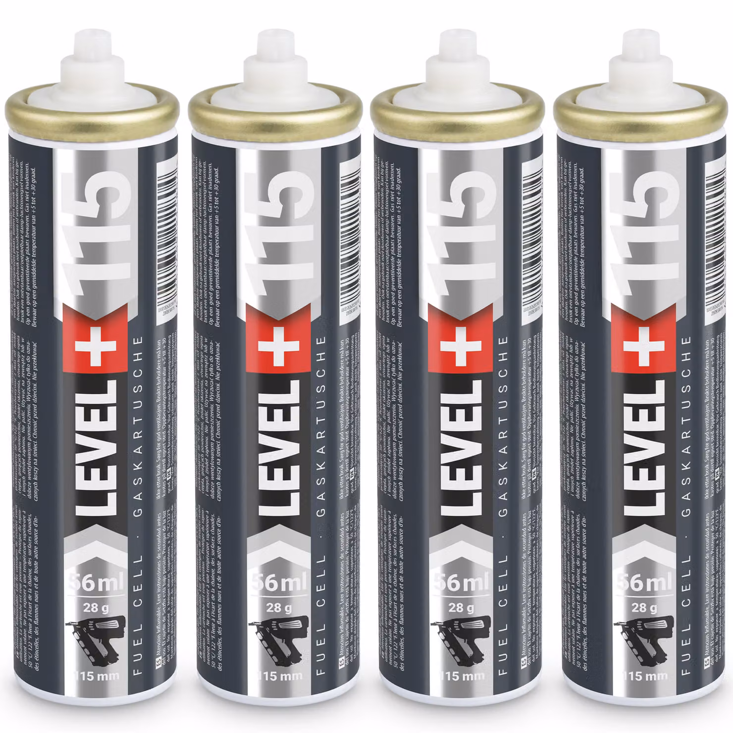 LEVEL+ Cartuccia di ricambio per Nagler, confezione da 4, lunghezza 115 mm, capacità 56 ml, modello L+115