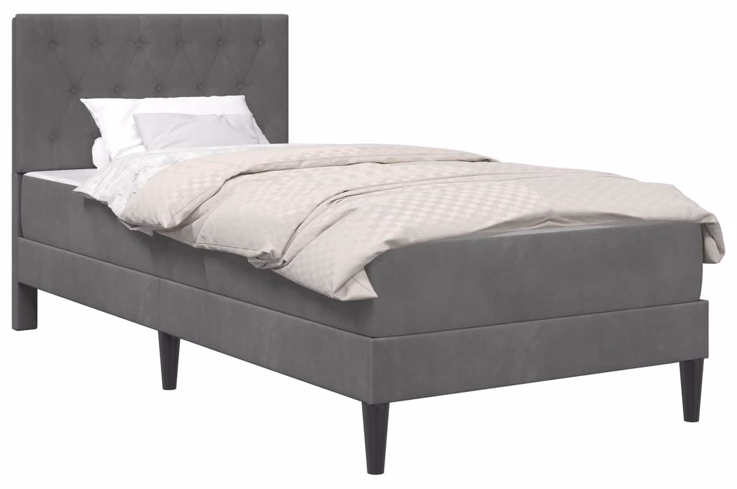 Struttura letto con materasso Grigio scuro 100 x 200 cm Velluto