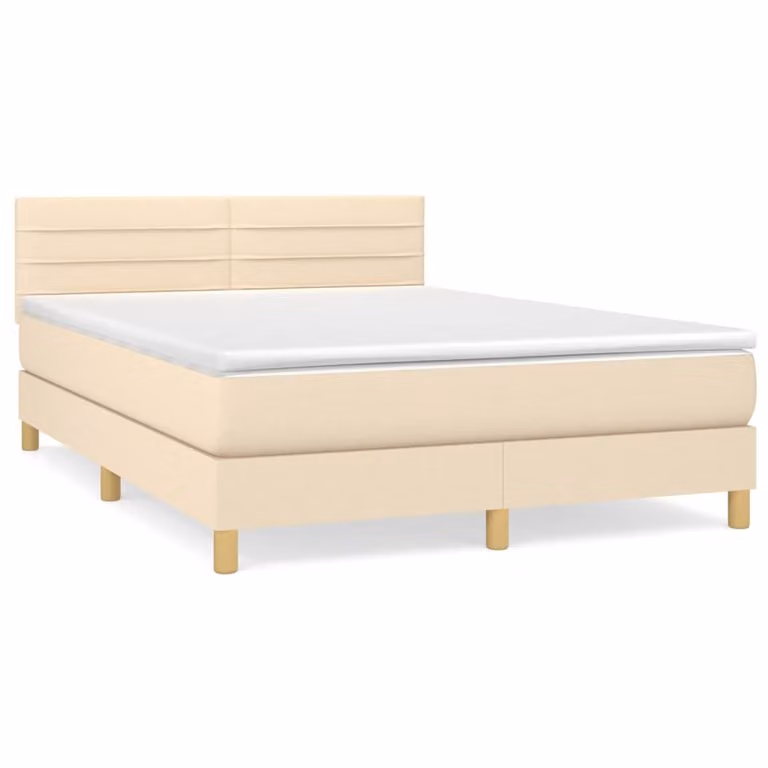 Giroletto a Molle con Materasso Crema 140x200 cm in Tessuto