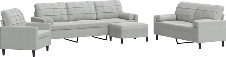 Maison Exclusive - Set divano 4 pezzi con cuscini e cuscini cervicali in velluto grigio chiaro