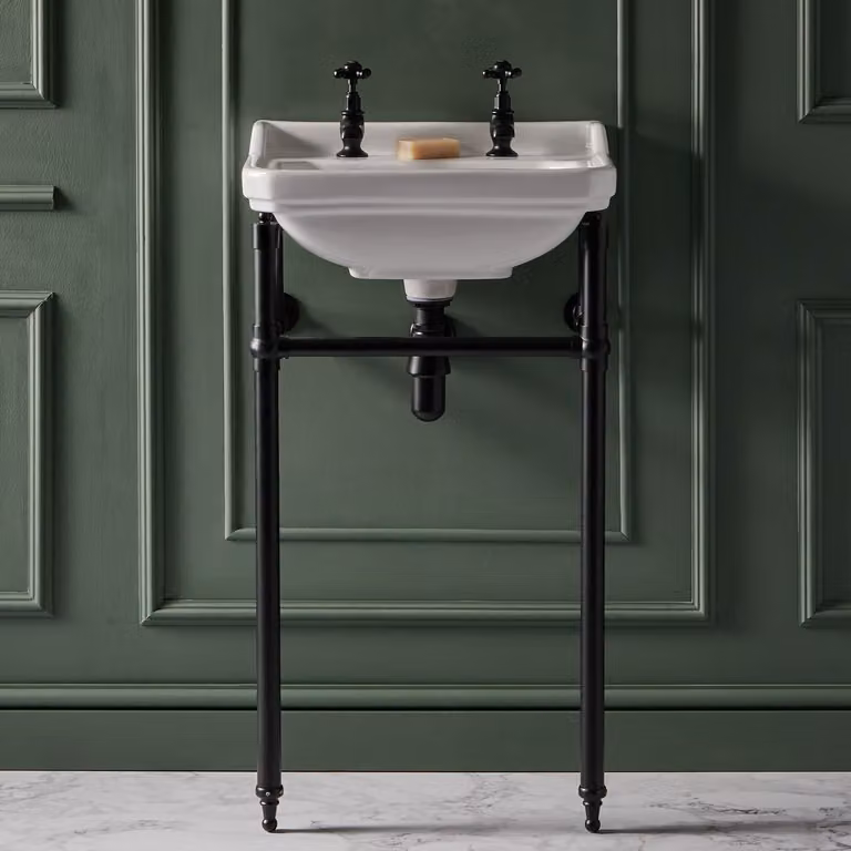 Consolle con Lavabo Struttura Tradizionale Nera 500mm 2 Fori – Richmond