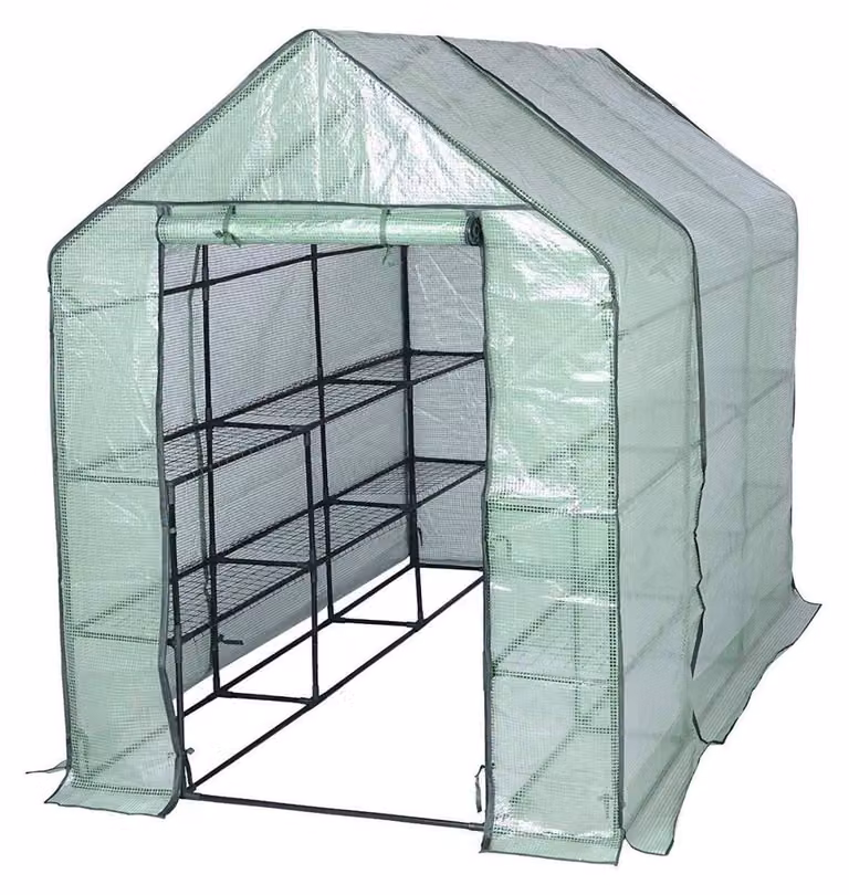 Serra tunnel con cerniera, dimensioni 143x215x195 cm | Bianco/Verde