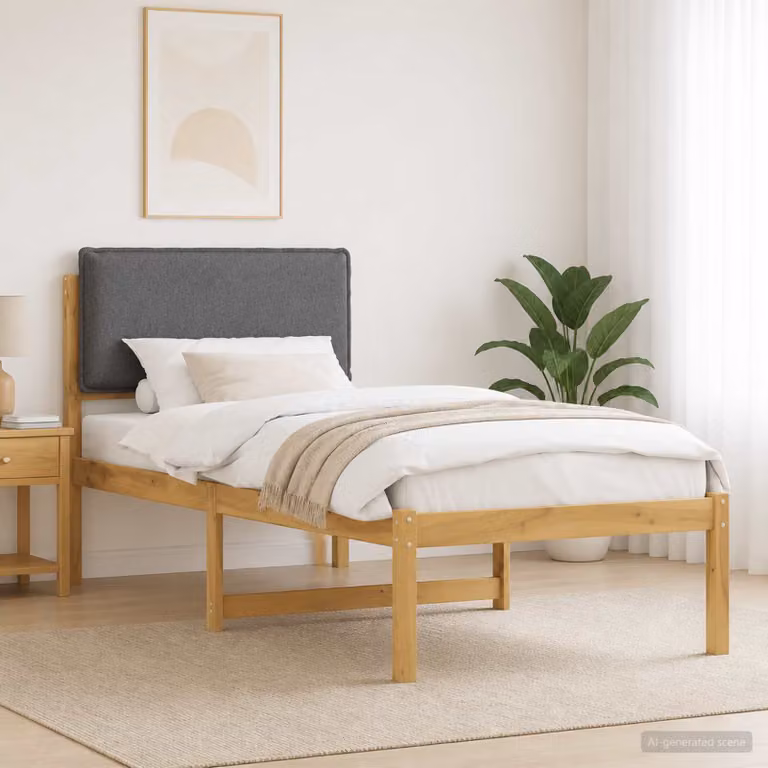 vidaXL Letto con Testiera Rivestita Bianco lavato e grigio chiaro